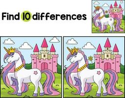 Licorne Princesse trouver le différences vecteur