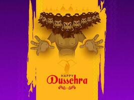 content dussehra concept avec démon Ravana personnage et silhouette Seigneur rama prise objectif sur violet et Jaune brosse effet Contexte. vecteur