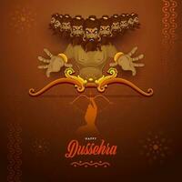 content dussehra fête concept avec démon Ravana tué par Seigneur rama sur marron Contexte. vecteur