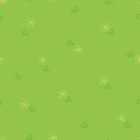 vecteur sans couture modèle avec blanc camomille dans vert herbe dans dessin animé style. floral vecteur conception avec Marguerite fleurs