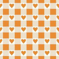 vecteur sans couture modèle avec vichy vérifier et cœurs dans Orange et blanc couleurs pour valentines journée