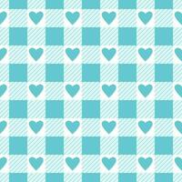 vecteur sans couture modèle avec vichy vérifier et cœurs dans bleu et blanc couleurs pour valentines journée