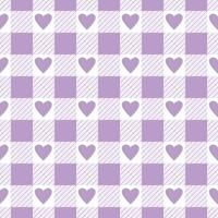 vecteur sans couture modèle avec vichy vérifier et cœurs dans violet et blanc couleurs pour valentines journée