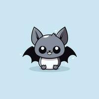 mignonne kawaii chauve souris chibi mascotte vecteur dessin animé style