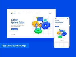 sensible atterrissage page conception avec mobile en ligne page pour affaires analyse. vecteur