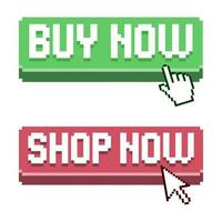 acheter maintenant, magasin maintenant bouton pixel art avec pixel Souris curseurs aiguille, La Flèche vecteur