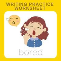 l'écriture entraine toi feuille de travail. éducatif à propos sentiments. faciale expression. la diversité pour enfants. vecteur déposer.