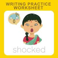 l'écriture entraine toi feuille de travail. éducatif à propos sentiments. faciale expression. la diversité pour enfants. vecteur déposer.