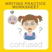l'écriture entraine toi feuille de travail. éducatif à propos sentiments. faciale expression. la diversité pour enfants. vecteur déposer.