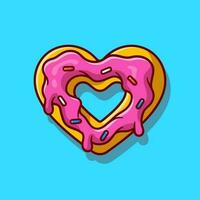 l'amour Donut crème fondu dessin animé vecteur icône illustration. nourriture objet icône concept isolé prime vecteur. plat dessin animé style