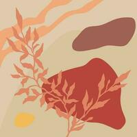 abstrait botanique Contexte avec formes et lignes dans orange, rouge et beige couleurs. concept vecteur art