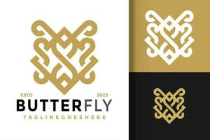 papillon feuille unique logo vecteur icône illustration