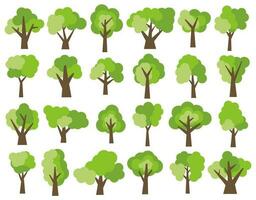 ensemble de vingt quatre différent dessin animé vert des arbres isolé sur blanc Contexte. vecteur illustration