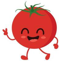 content mignonne souriant tomate. mignonne légume vecteur personnage isolé sur blanc