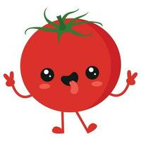content mignonne souriant tomate. mignonne légume vecteur personnage isolé sur blanc