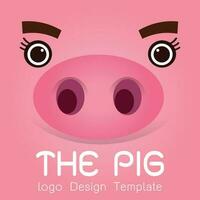 porc logo conception sur rose Contexte vecteur