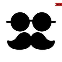des lunettes avec moustache glyphe icône vecteur