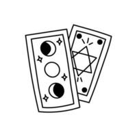 vecteur lineart tarot cartes isolé sur blanc Contexte. griffonnage main tiré magique occulte éléments.