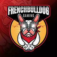 Stock vecteur en colère français bouledogue jeu esport logo modèle