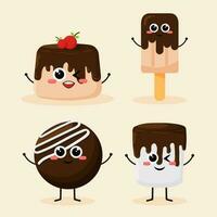 collection de Chocolat dessert personnages illustration vecteur