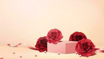 romantique des roses et perles Contexte dans 3d illustration vecteur