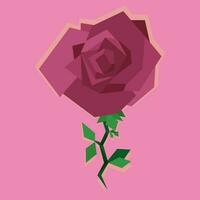 polygonal Rose isolé sur rose Contexte vecteur illustration