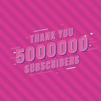 merci 5000000 abonnés célébration vecteur