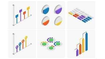 isométrique ensemble de coloré infographie élément. vecteur