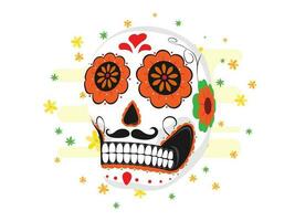 illustration de fleuri crâne ou calaveras sur blanc Contexte décoré avec fleurs. vecteur