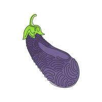 dessin en ligne continue unique icône d'aubergine de fruits juteux frais. illustration vectorielle végétale. objet unique de nourriture saine. style de boucle de tourbillon. dynamique une ligne dessiner illustration vectorielle de conception graphique vecteur