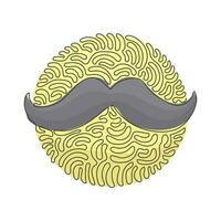 une seule ligne continue dessinant des moustaches de style ancien. moustaches d'homme adulte. visage vintage moustache. style de fond de cercle de curl tourbillonnant. dynamique une ligne dessiner illustration vectorielle de conception graphique vecteur