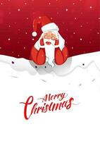 illustration de Père Noël claus en criant sur rouge et chute de neige Contexte pour joyeux Noël fête. pouvez être utilisé comme salutation carte conception. vecteur