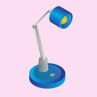 bleu et gris table lampe dans 3d style sur rose Contexte vecteur