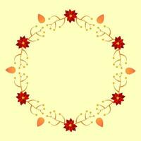 hexagone Cadre fabriqué par baie branche et poinsettia fleurs sur Jaune Contexte avec copie espace. vecteur