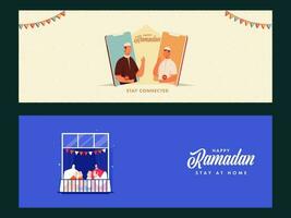 Ramadan kareem ou Ramadan mubarak entête ou bannière ensemble. vecteur