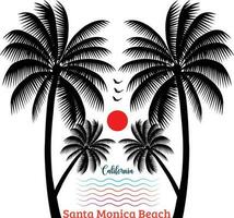 Californie Père Noël Monica plage T-shirt conception vecteur