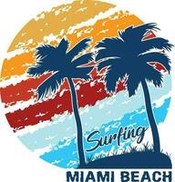 surfant Miami plage T-shirt conception vecteur