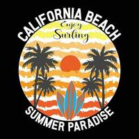 Californie plage prendre plaisir surfant été paradis T-shirt conception vecteur illustration