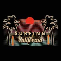 surf californie t-shirt design illustration vectorielle vecteur