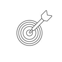 cible avec La Flèche vecteur icône. oeil de boeuf illustration signe. tir à l'arc symbole.