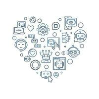 je l'amour chatbot La technologie ligne en forme de coeur Créatif bannière. vecteur bavarder bot cœur illustration