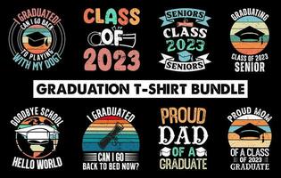 l'obtention du diplôme t chemise conception empaqueter, toutes nos félicitations diplômés classe de 2023, ancien t chemise ensemble vecteur