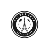 resto et café logo avec Eiffel conception graphique vecteur