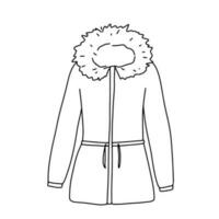 puffer hiver veste ou parka isolé sur blanche. griffonnage contour illustration vecteur