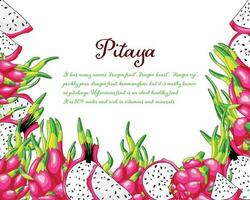 dragon fruit Cadre. exotique pitaya vecteur illustration. en bonne santé pitahaya conception de délicieux pièces. exotique juteux fruit