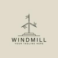 Moulin à vent logo ligne art conception avec minimaliste style vecteur