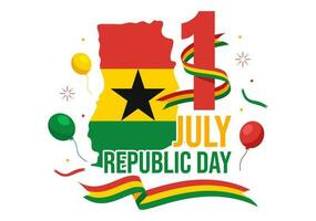 content Ghana république journée vecteur illustration avec agitant drapeau Contexte dans plat dessin animé main tiré pour la toile bannière ou atterrissage page modèles