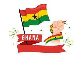 content Ghana république journée vecteur illustration avec agitant drapeau Contexte dans plat dessin animé main tiré pour la toile bannière ou atterrissage page modèles