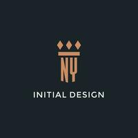 New York logo initiale avec pilier icône conception, luxe monogramme style logo pour loi raffermir et avocat vecteur