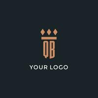 qb logo initiale avec pilier icône conception, luxe monogramme style logo pour loi raffermir et avocat vecteur